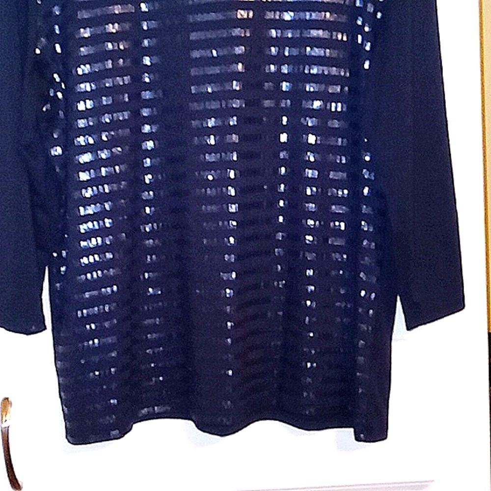 Shirt, Liz Claiborne, black with sequins/size XL